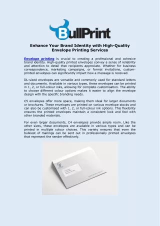 Enhance Your Brand Identity with High-Quality Envelope Printing Services