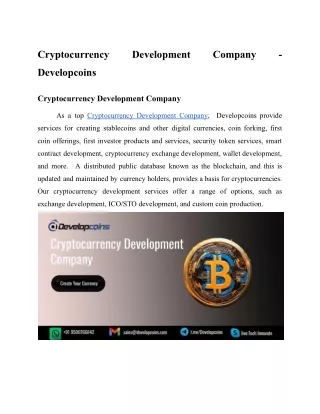 Cryptocurrency Development Company - Developcoins
