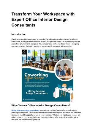 Transform Your Workspace with Expert Office Interior Design Consultants
