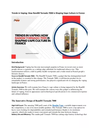 Trends in Vaping  How RandM Tornado 7000 is Shaping Vape Culture in France