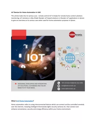 IoT Devices for Home Automation in UAE