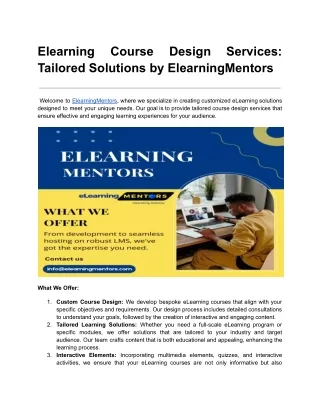 Elearning Course Design Services_ Tailored Solutions by ElearningMentors