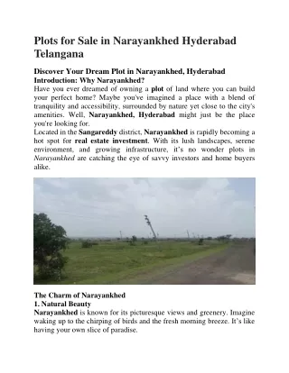 Plots for Sale in Narayankhed Hyderabad Telangana