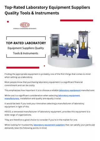 Top-Rated Laboratory Equipment Suppliers Quality Tools & Instruments