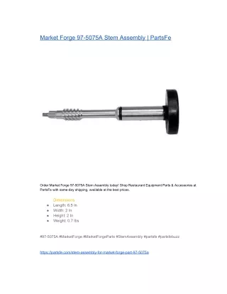 Market Forge 97-5075A Stem Assembly | PartsFe