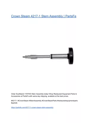 Crown Steam 4217-1 Stem Assembly  PartsFe