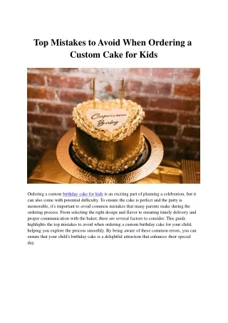 Top Mistakes to Avoid When Ordering a Custom Cake for Kids