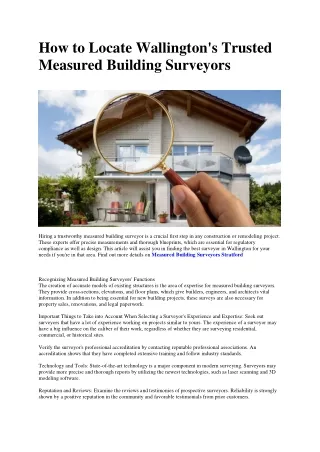 Measured Building Surveyors Wallington