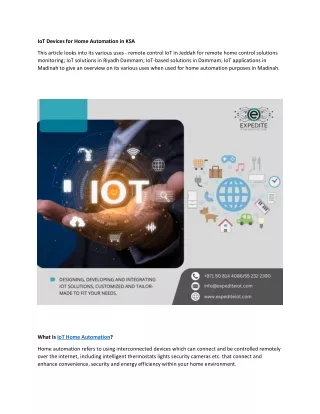 IoT Devices for Home Automation in KSA