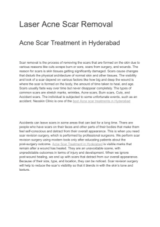 scar removal treatment in Hyderabad | Neoskin Clinic