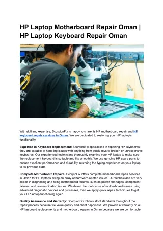 HP Laptop Motherboard Repair Oman _ HP Laptop Keyboard Repair Oman