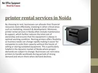 Exploring the Flexibility of Printer Rental Services in Noida