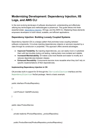 Modernizing Development_ Dependency Injection, IIS Logs, and AWS CLI