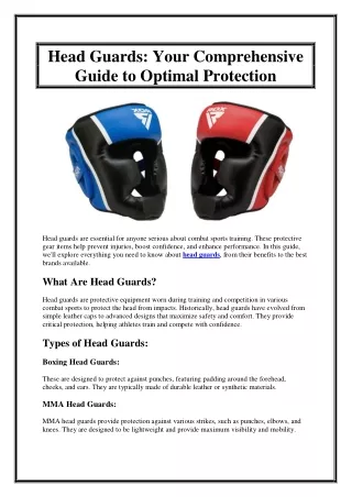 Head Guards Your Comprehensive Guide to Optimal Protection