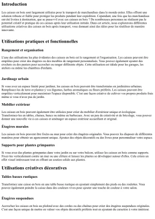 Utilisations créatives des caisses en bois après transport