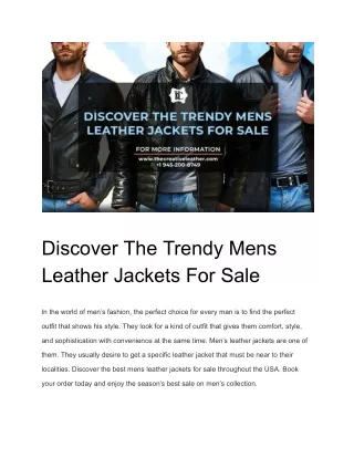 Discover The Trendy Mens Leather Jackets For Sale