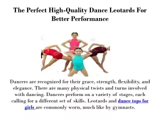 The Perfect High-Quality Dance Leotards For Better Performance _Kandi Kouture