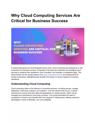 Why Cloud Computing Services Are  Critical for Business Success