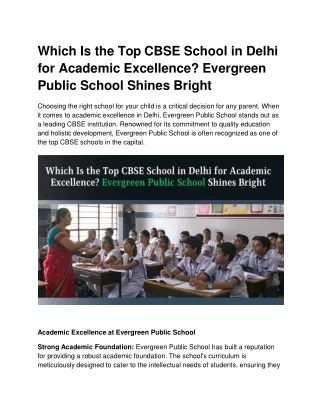 Which Is the Top CBSE School in Delhi for Academic Excellence