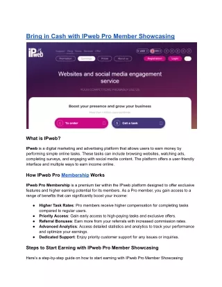 Boost Your Internet based Income: A Total Manual for IPweb Master Part Displayin