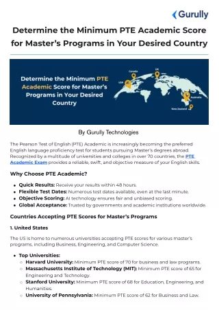 Determine the Minimum PTE Academic Score for Master’s Programs in Your Desired Country