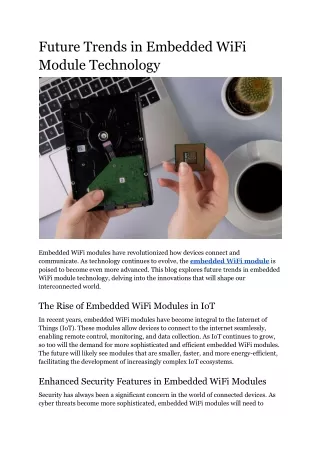 Future Trends in Embedded WiFi Module Technology
