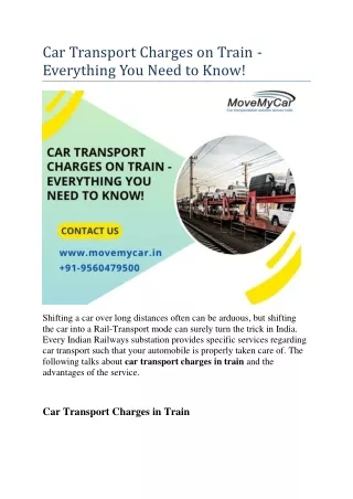 Car Transport Charges on Train - Everything You Need to Know