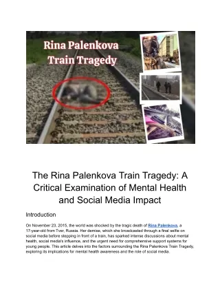 The Rina Palenkova Train Tragedy_ A Critical Examination of Mental Health and Social Media Impact
