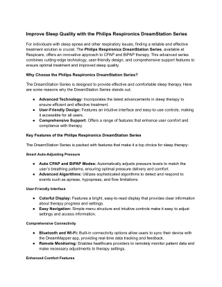 Improve Sleep Quality with the Philips Respironics DreamStation Series