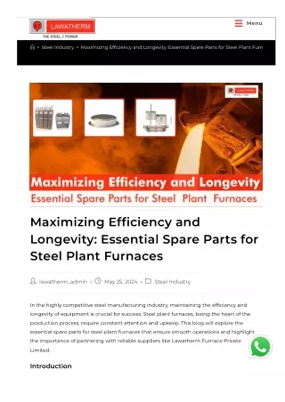 Maximizing Efficiency and Longevity Essential Spare Parts for Steel Plant Furnaces - Lawatherm - The Steel Power