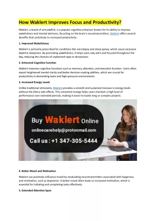 How Waklert Improves Focus and Productivity