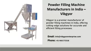 Powder Filling Machine Manufacturers in India -  Vibgyor