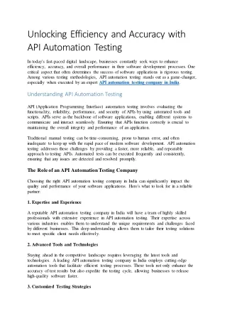 Unlocking Efficiency and Accuracy with API Automation Testing