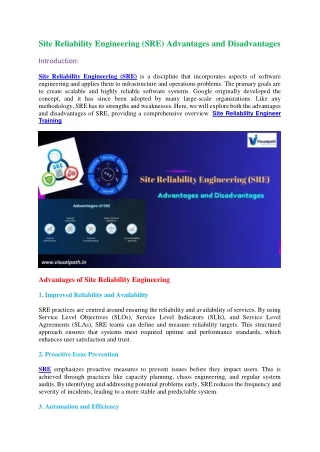 Site Reliability Engineering Online Training - Hyderabad