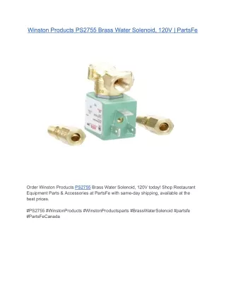 Winston Products PS2755 Brass Water Solenoid, 120V | PartsFe