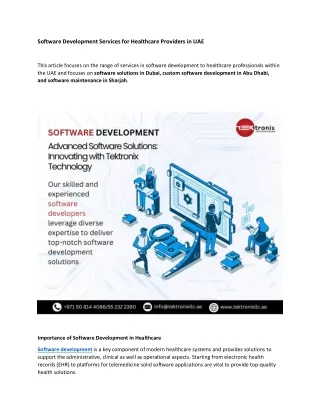 Software Development Services for Healthcare Providers in UAE
