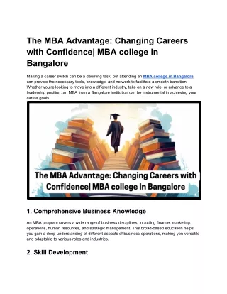 The MBA Advantage_ Changing Careers with Confidence_ MBA college in Bangalore