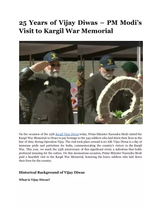 25 Years of Vijay Diwas – PM Modi’s Visit to Kargil War Memorial