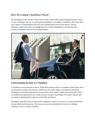 How Do London Chauffeurs Work