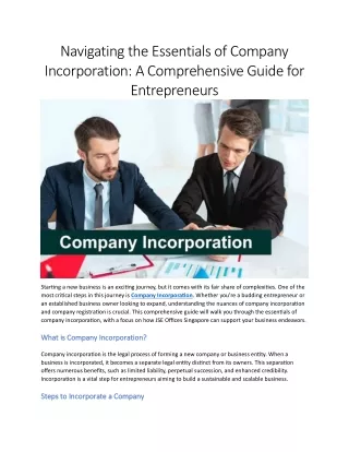 Navigating the Essentials of Company Incorporation