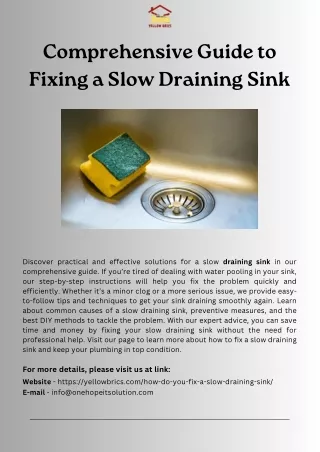 Comprehensive Guide to Fixing a Slow Draining Sink