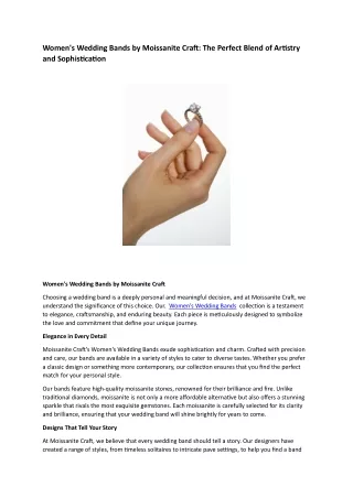 Women's Wedding Bands by Moissanite Craft: The Perfect Blend of Artistry