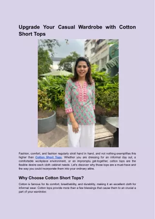 Upgrade Your Casual Wardrobe with Cotton Short Tops