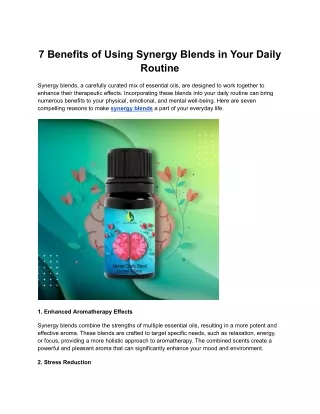 7 Benefits of Using Synergy Blends in Your Daily Routine