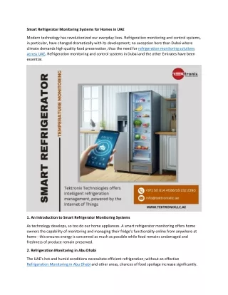 smart refrigerator monitoring systems for homes in uae