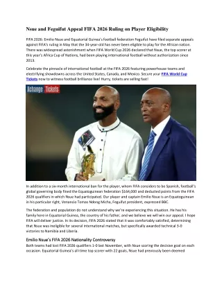 Emilio Nsue and Equatorial Feguifut Appeal FIFA 2026 Ruling on Player Eligibility
