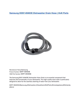Samsung DD97-00403E Dishwasher Drain Hose _ HnK Parts