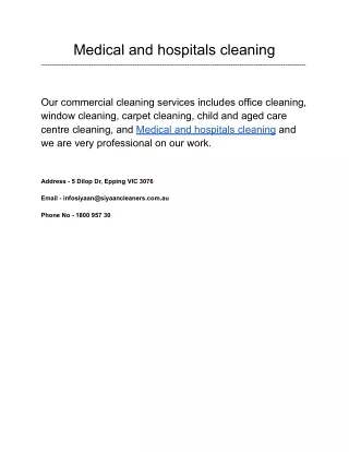 Medical and hospitals cleaning