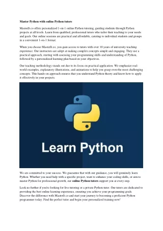 Master Python with online Python tutors