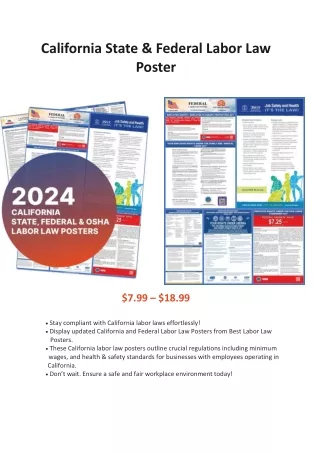 Stay Compliant with California State & Federal Labor Law Posters